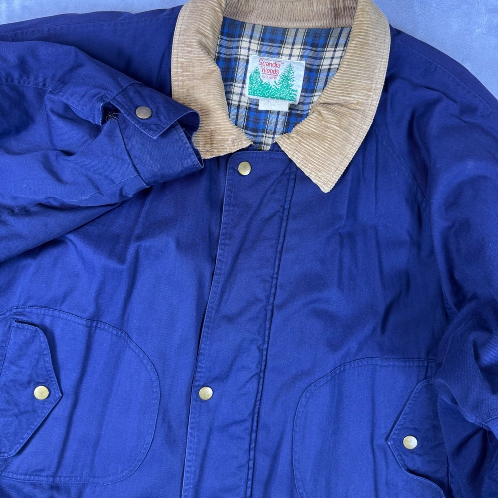 Vintage Scandia Woods Blair Field Jacket Corduroy Collar Mens XL Blue Barn Coat*